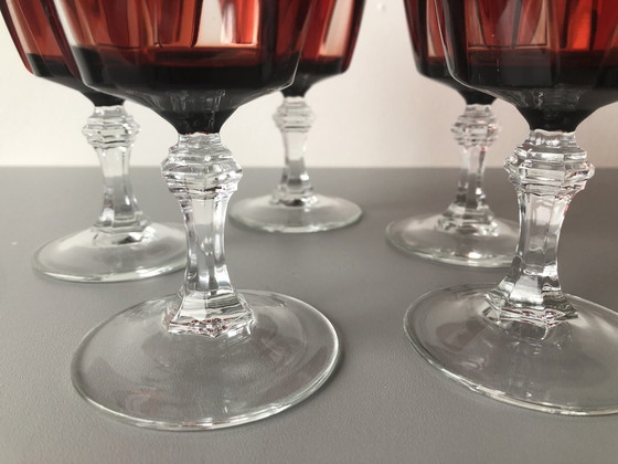Image 1 of 5 X Vintage Cristal D'Arques Luminarc Ruby Red - Bicchieri da vino rosso