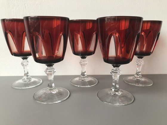Image 1 of 5 X Vintage Cristal D'Arques Luminarc Ruby Red - Bicchieri da vino rosso