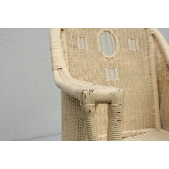 Image 1 of Vintage Art Nouveau armchair in rattan and wood, 1900