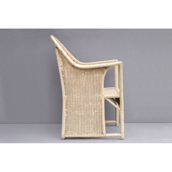 Image 1 of Vintage Art Nouveau armchair in rattan and wood, 1900