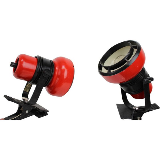 Image 1 of Pair of vintage wall lamp in metal, chrome and plastic for Elektrofem, Hungary 1970