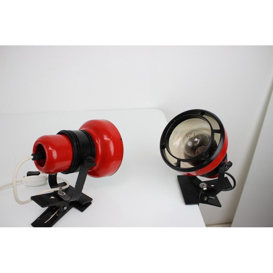 Image 1 of Pair of vintage wall lamp in metal, chrome and plastic for Elektrofem, Hungary 1970
