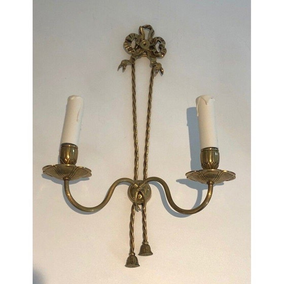 Image 1 of Pair of vintage bronze wall lamps, France 1950s