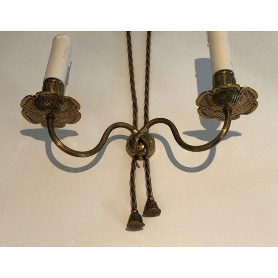 Image 1 of Pair of vintage bronze wall lamps, France 1950s