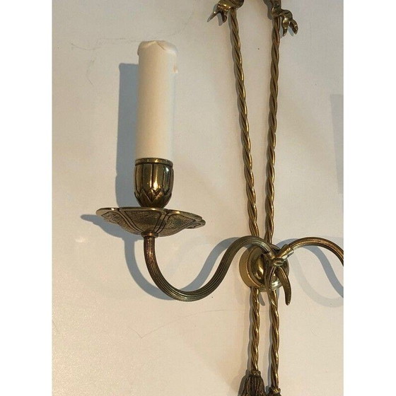 Image 1 of Pair of vintage bronze wall lamps, France 1950s
