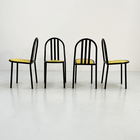 Image 1 of Set Of 4 Yellow Fabric No.222 Chairs By Robert Mallet-Stevens For Pallucco Italia, 1980