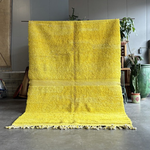 Contemporary Moroccan Yellow Wool Rug