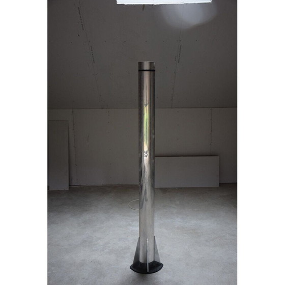 Image 1 of Lampada da terra vintage in lamiera di acciaio epossidico nero di Yonel Lebovici, 1981