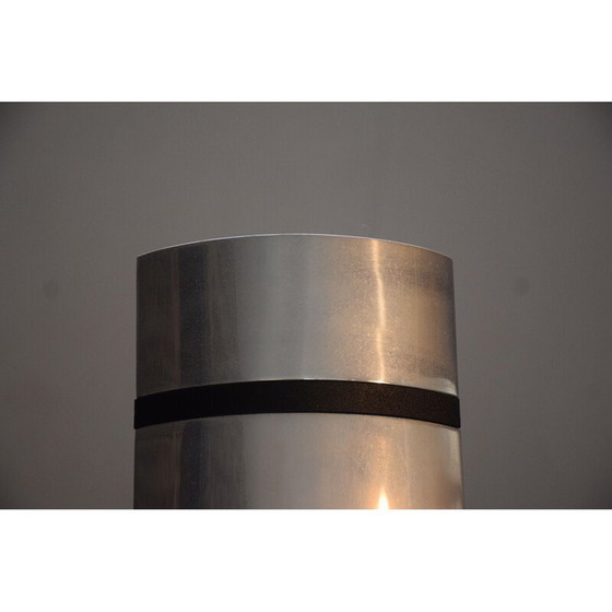 Image 1 of Lampada da terra vintage in lamiera di acciaio epossidico nero di Yonel Lebovici, 1981