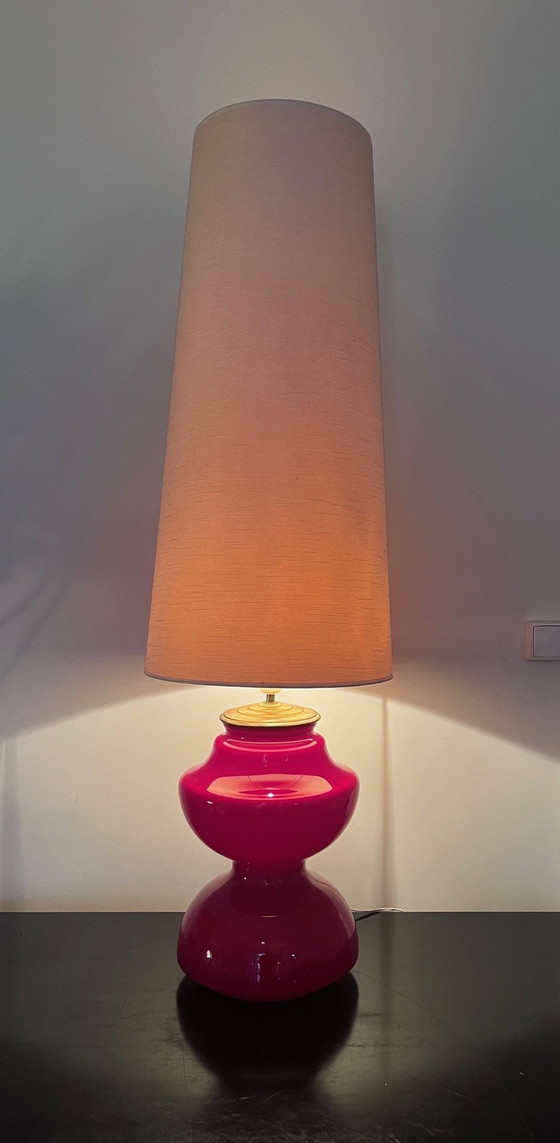 Image 1 of Lampada da terra in vetro e ottone anni '70