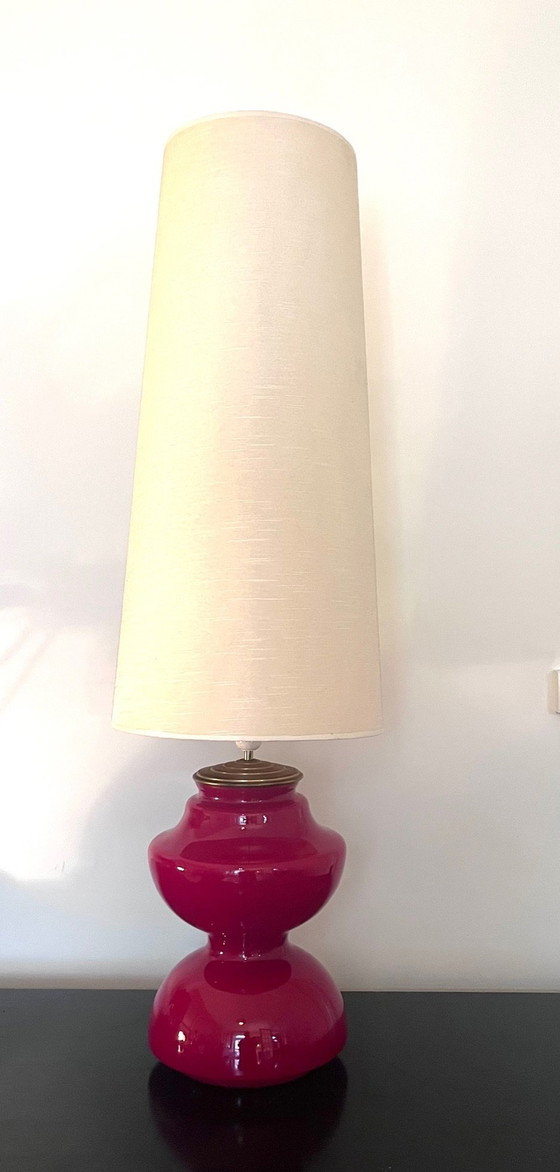 Image 1 of Lampada da terra in vetro e ottone anni '70