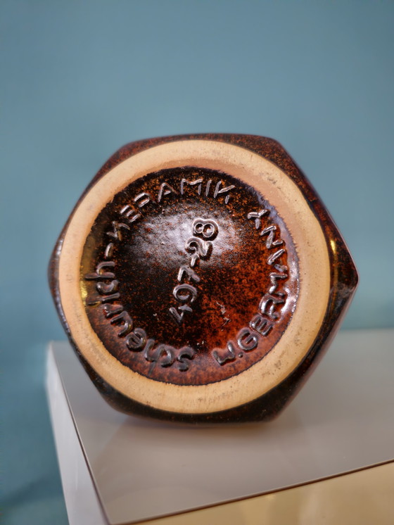 Image 1 of Vintage Scheurich West Germany Ear Vase Vase Hexagonal