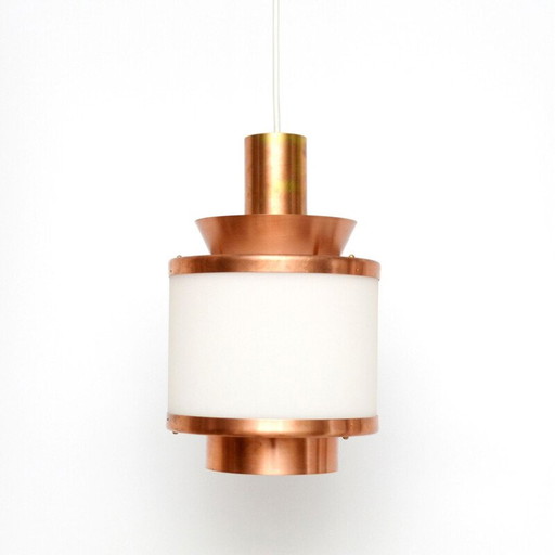 Vintage copper pendant lamp, Denmark 1970