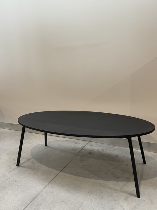 Table de salle à manger ovale - Chêne noir - 220X120 Cm