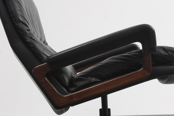 Image 1 of King Chair in black leather by André Vandenbeuck