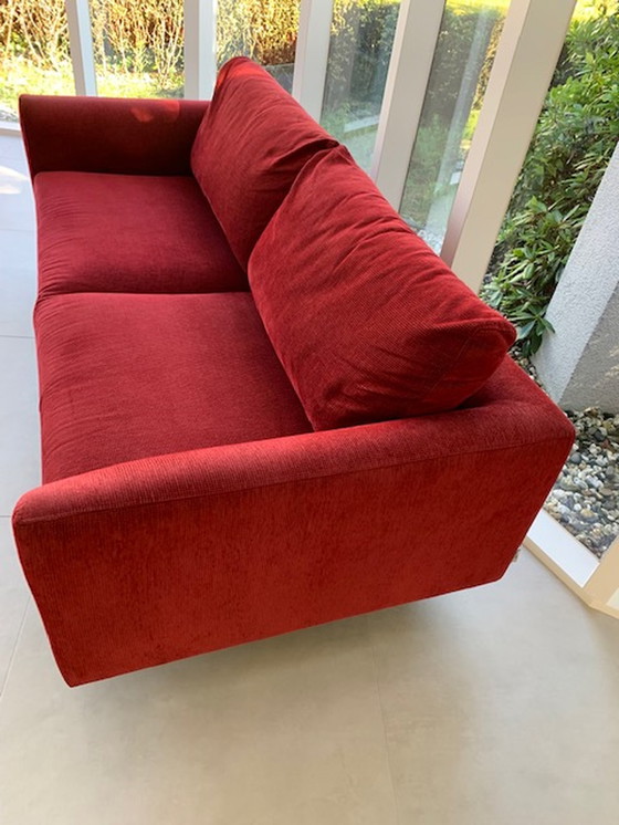 Image 1 of Red 2.5 seater sofa