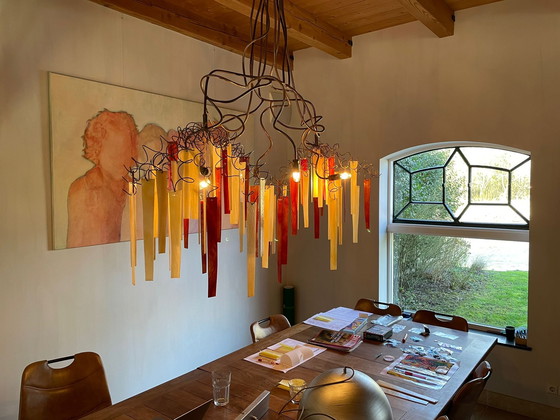 Image 1 of Hanging lamp copper and glass Wim Mulder