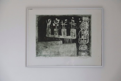 Ets Jan Montyn uit 1965 – lithos zeefdrukken, Abstract