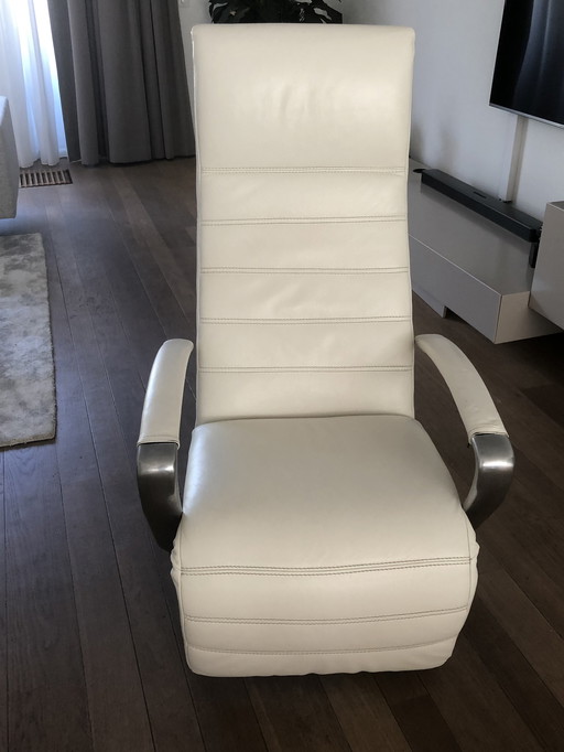 Fauteuil relax Montel en cuir blanc