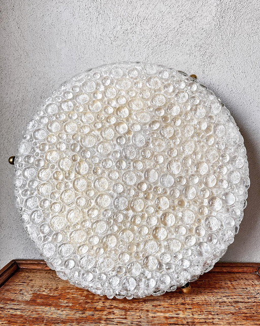 Plafonnier vintage en verre glacé