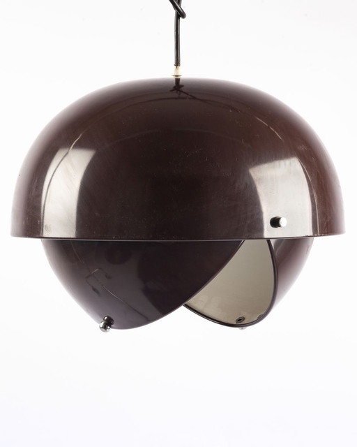 Italian brown Aluminium pendant lamp with adjustable shade, 1970s