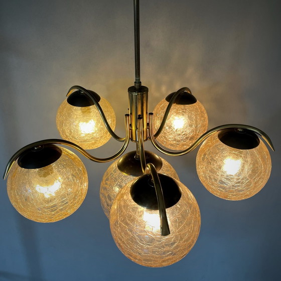 Image 1 of R. Essig sputnik chandelier brass glass balls