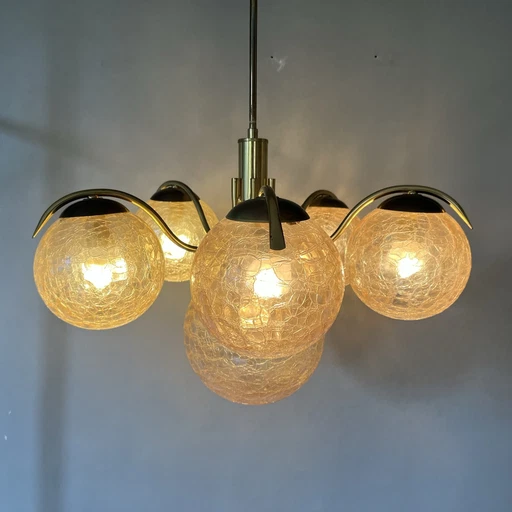 R. Lustre spoutnik Essig boules de verre en laiton