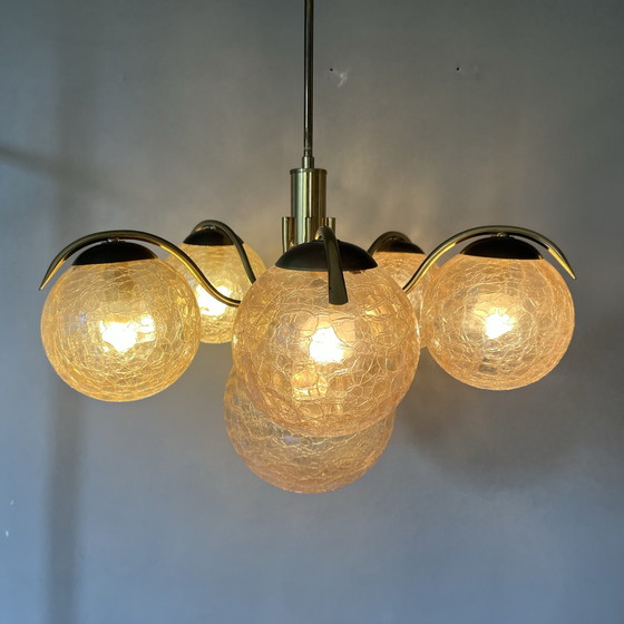 Image 1 of R. Essig sputnik chandelier brass glass balls