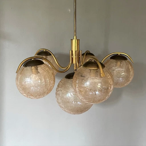 R. Essig sputnik chandelier brass glass balls