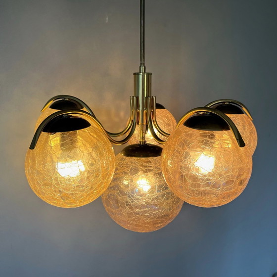 Image 1 of R. Essig sputnik chandelier brass glass balls