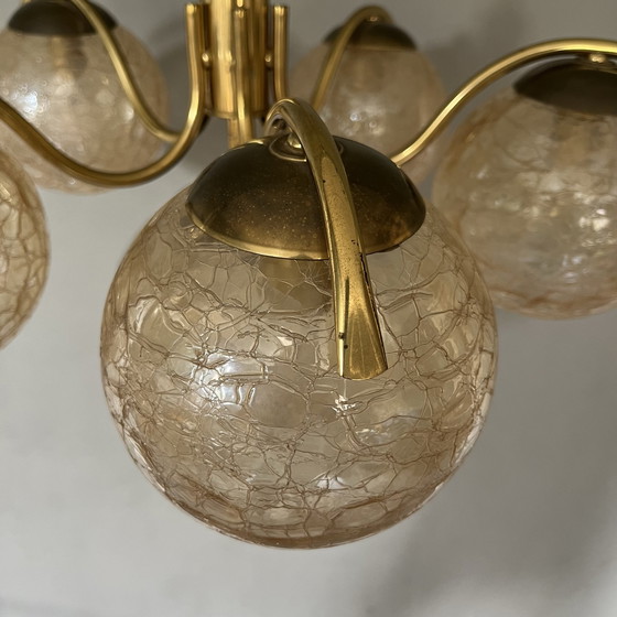 Image 1 of R. Essig sputnik chandelier brass glass balls