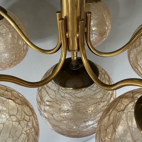 Image 1 of R. Essig sputnik chandelier brass glass balls