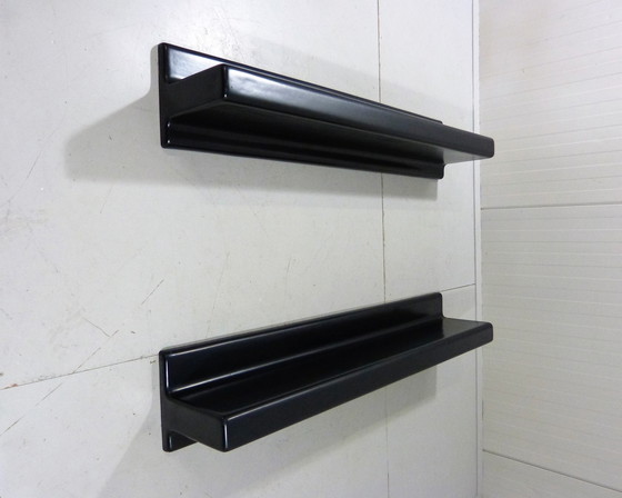 Image 1 of Black fiberglass wall shelves, 1960's