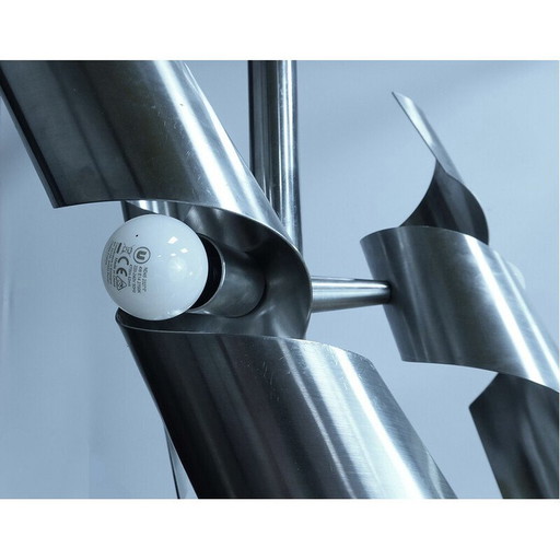 Vintage stainless steel chandelier, 1960