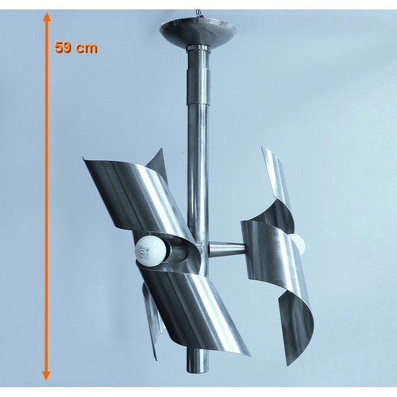 Image 1 of Vintage stainless steel chandelier, 1960