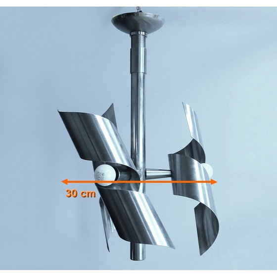 Image 1 of Vintage stainless steel chandelier, 1960