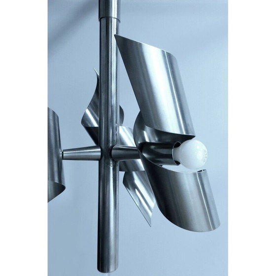 Image 1 of Vintage stainless steel chandelier, 1960