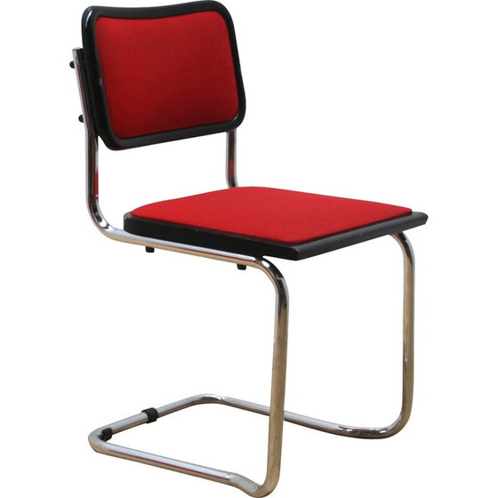 Image 1 of Vintage cesca chair in black stained wood and red fabric