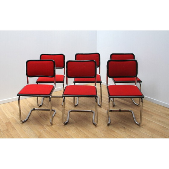 Image 1 of Vintage cesca chair in black stained wood and red fabric