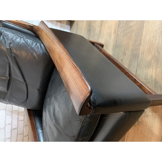 Image 1 of Vintage rosewood and black leather living room set "Minerva" by Torbjorn Afdal for Nesjestranda, 1960