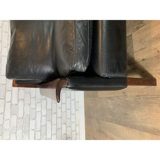 Image 1 of Vintage rosewood and black leather living room set "Minerva" by Torbjorn Afdal for Nesjestranda, 1960