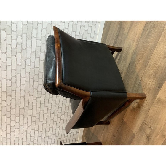 Image 1 of Vintage rosewood and black leather living room set "Minerva" by Torbjorn Afdal for Nesjestranda, 1960