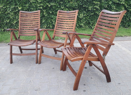 3 chaises debout Hartman Prestige en teck, pliantes