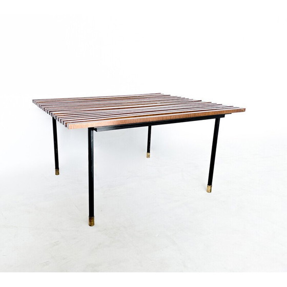 Image 1 of Mesa de centro de hierro negro y madera de mediados de siglo