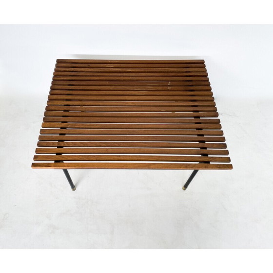 Image 1 of Mesa de centro de hierro negro y madera de mediados de siglo