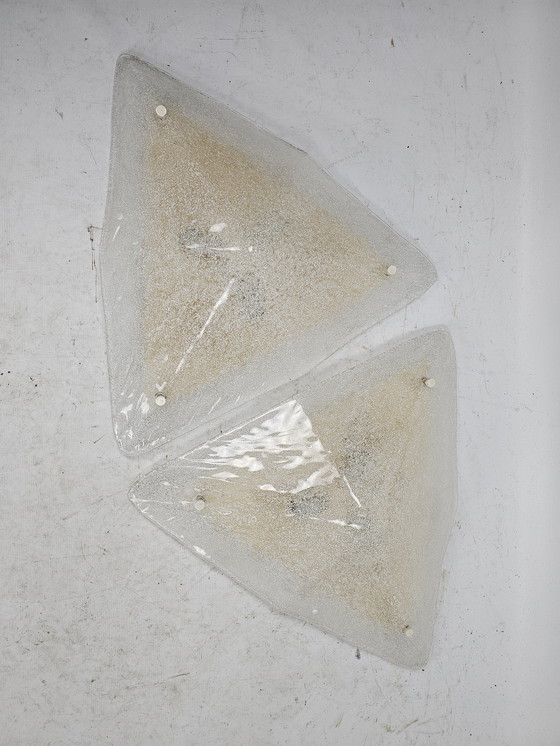 Image 1 of 2 triangle shaped ceiling lights or wall lights La Murrina Murano glass 1970s