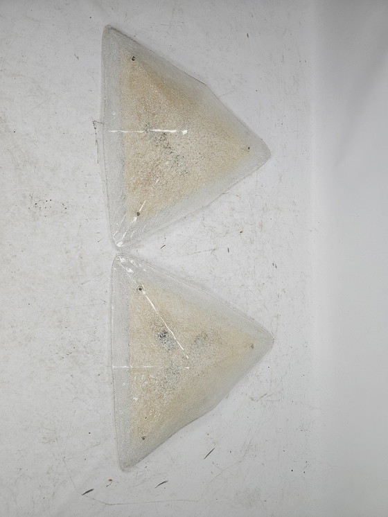 Image 1 of 2 triangle shaped ceiling lights or wall lights La Murrina Murano glass 1970s