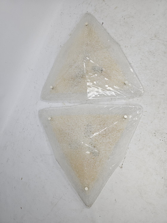 Image 1 of 2 triangle shaped ceiling lights or wall lights La Murrina Murano glass 1970s