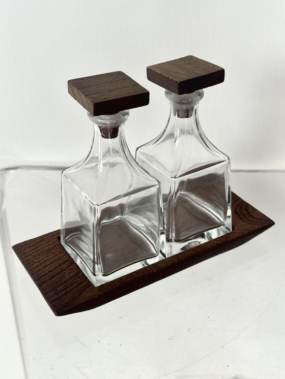 Image 1 of Teak vinegar oil set glass 1960s Danish design