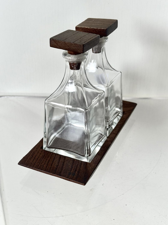 Image 1 of Teak vinegar oil set glass 1960s Danish design